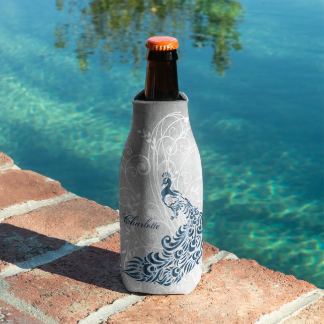 Blue Peacock Personalized Bottle Cooler (In Situ Pool)