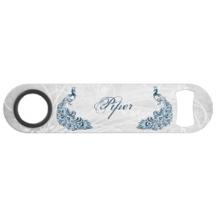 Blue Peacock Personalized Bottle Opener Bar Key