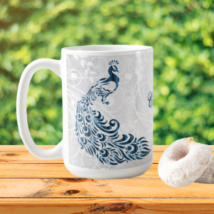 Blue Peacock Personalized Coffee Mug