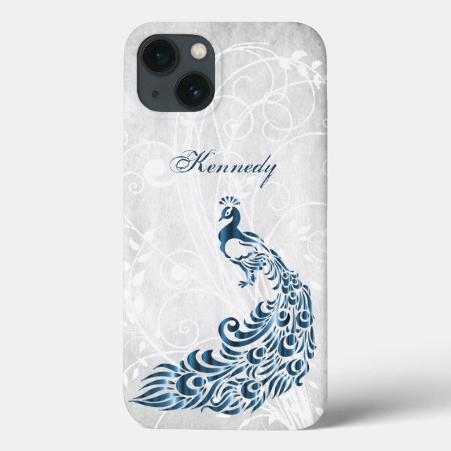 Blue Peacock Personalized iPhone X case (Back)