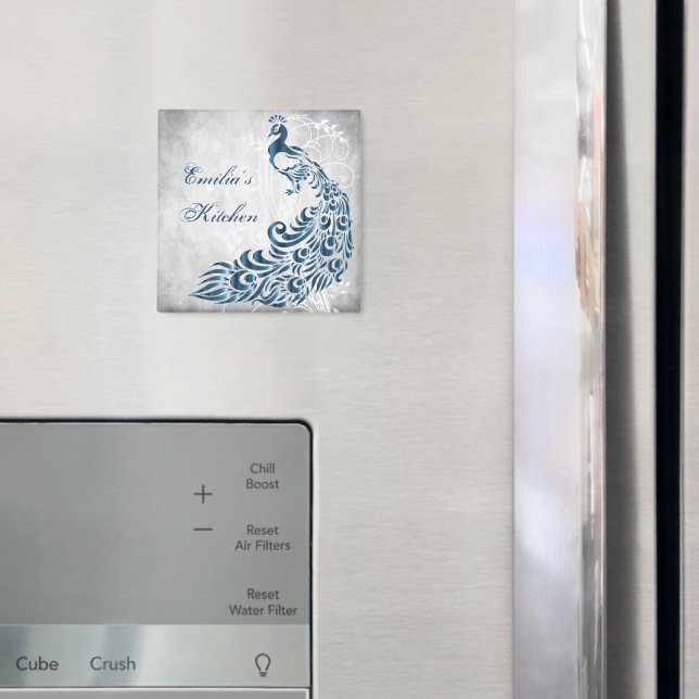 Blue Peacock Personalized Magnet (In Situ (Fridge))