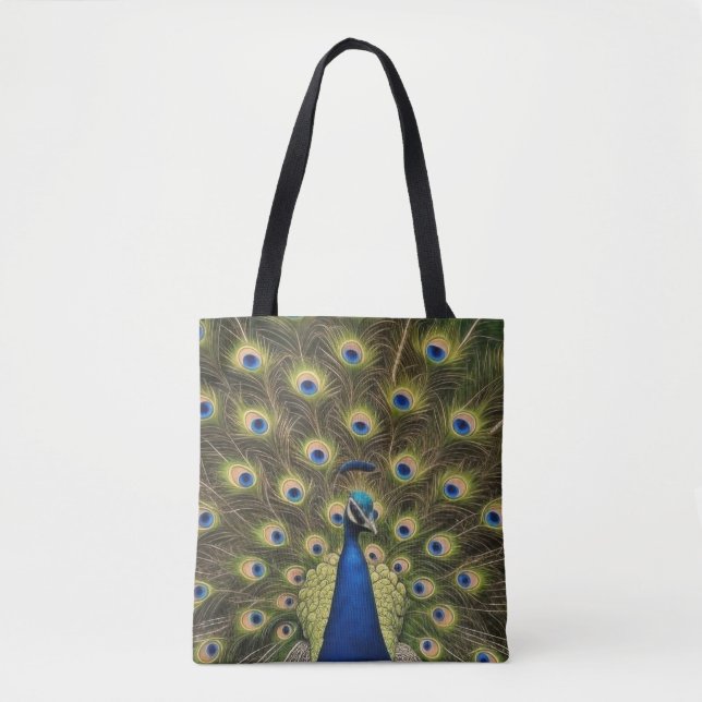 Blue Peacock Tote Bag (Front)