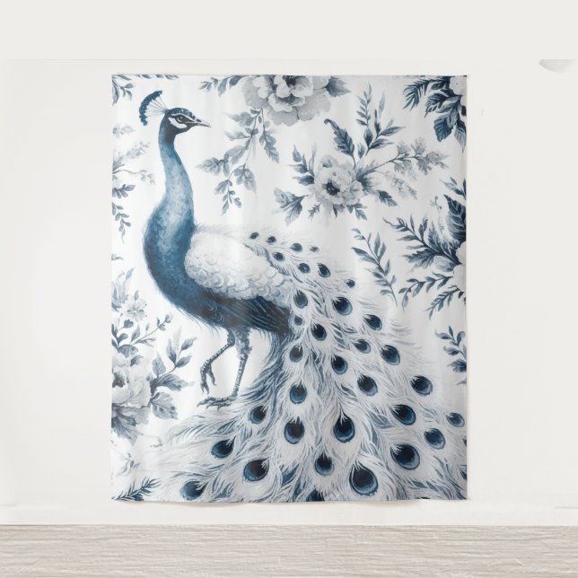 Blue peacock vintage tapestry (Front)