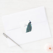Blue Peacock with beautiful tail feathers Square Sticker (Envelope)