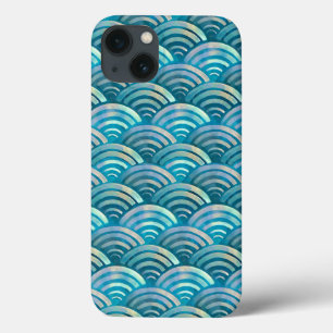 Blue Pearl Fish Scales Pattern iPhone 13 Case