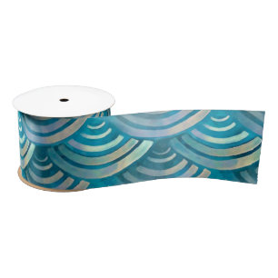 Blue Pearl Fish Scales Pattern Satin Ribbon