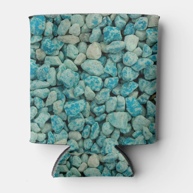 blue pebbles on a foam can cooler (Front)