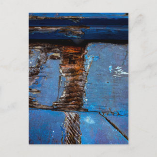 Blue Peeling Paint on Weathered Wood Postcard