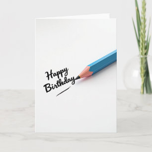 Blue Pencil Birthday Card