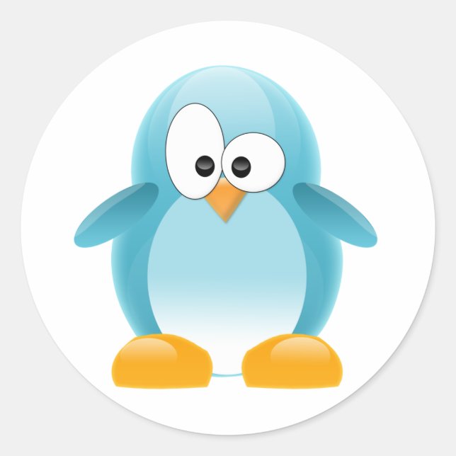 Blue Penguin Classic Round Sticker (Front)