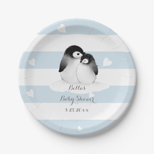 Blue Penguin Paper Plates (Front)