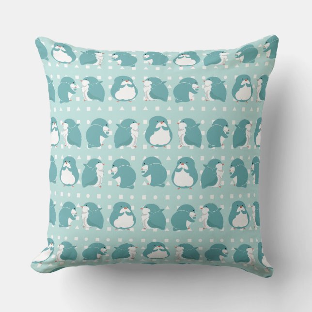 Blue Penguin pattern Throw Pillow (Front)