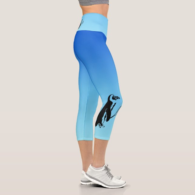Blue Penguin Tennis Player Capri Leggings (Right)
