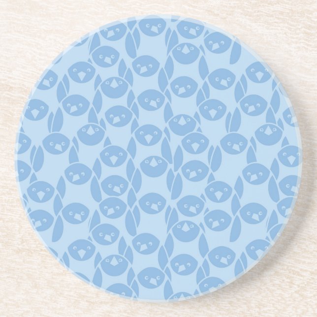 Blue penguins pattern background coaster (Front)
