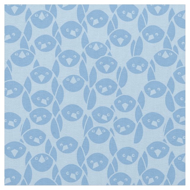 Blue penguins pattern background fabric (Close Up)