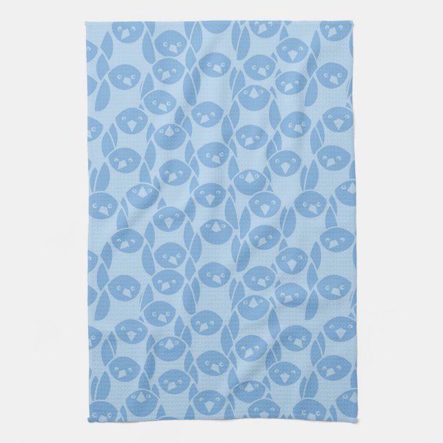 Blue penguins pattern background kitchen towel (Vertical)