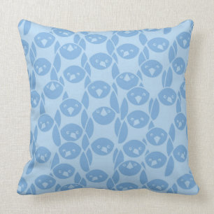 Blue penguins pattern background throw pillow