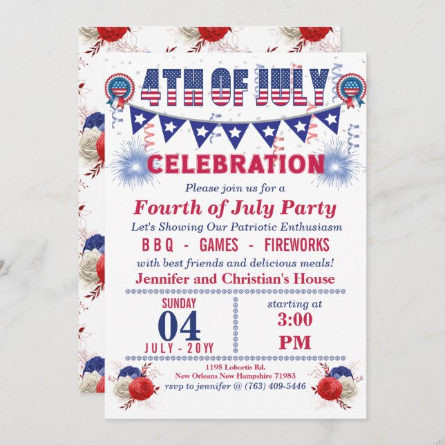 Blue Pennant String Flags 4th of July Party (Front/Back)