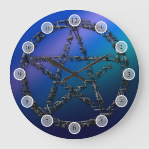 Blue Pentacle Large Clock