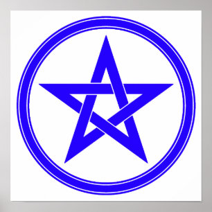 Blue Pentacle Pentagram Poster