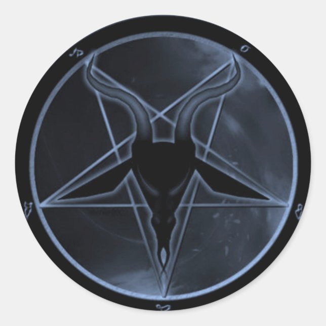 Blue Pentagram Classic Round Sticker (Front)
