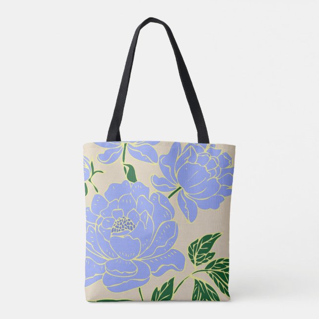 Blue Peonies Tote Bag (Back)
