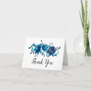 Blue Peonies Wedding Thank You Card