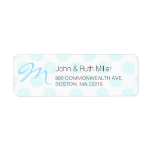 Blue Peonies with Monogram Return Address Labels 2