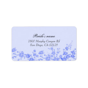 Blue Peony Blossom address label