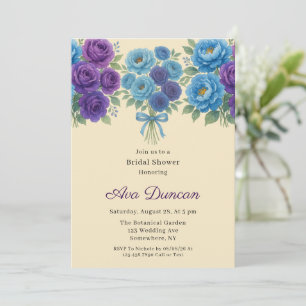 Blue Peony & Fig Purple Rose Bridal Shower Invitation
