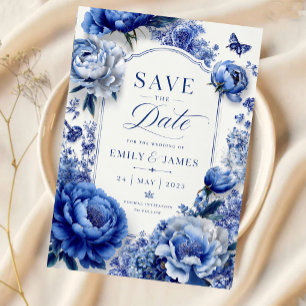 Blue Peony Floral Acrylic Invitations