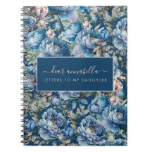 Blue peony floral Letters to my daughter keepsake