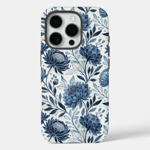Blue Peony Garden Watercolor iPhone 16 Pro Case