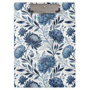 Blue Peony Garden Watercolor Clipboard