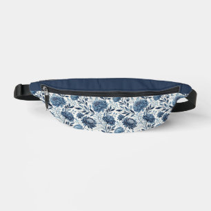 Blue Peony Garden Watercolor Fanny Pack