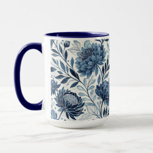 Blue Peony Garden Watercolor Mug