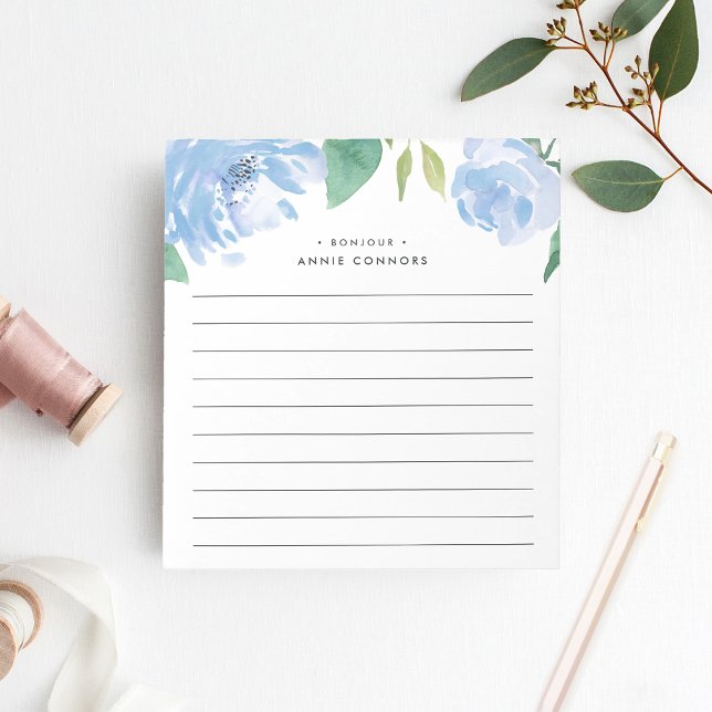 Blue Peony | Personalized Lined Notepad (Creator Uploaded)