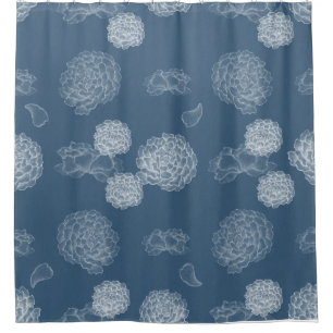Blue Peony seamless floral pattern