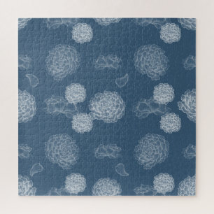 Blue Peony seamless floral pattern Jigsaw Puzzle
