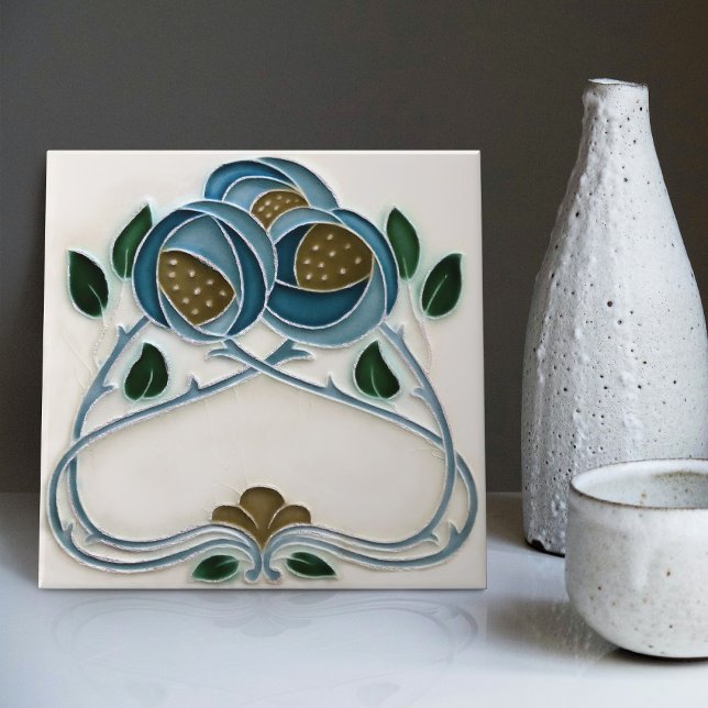 Blue Peony Wall Decor Art Nouveau Art Deco Gibbons Tile (Creator Uploaded)