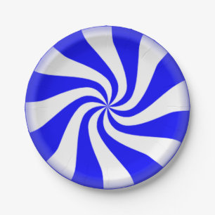 Blue Peppermint Swirls Paper Plates