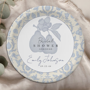 Blue Perfect Pear Bridal Shower Paper Plates
