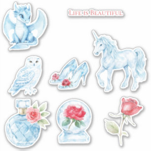Blue Perfume Bottle Rose Owl Dragon Unicorn