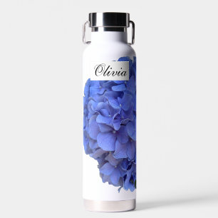 Blue periwinkle elegant floral calligraphy water bottle