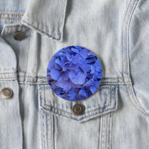Blue periwinkle elegant floral hydrangeas  3 inch round button