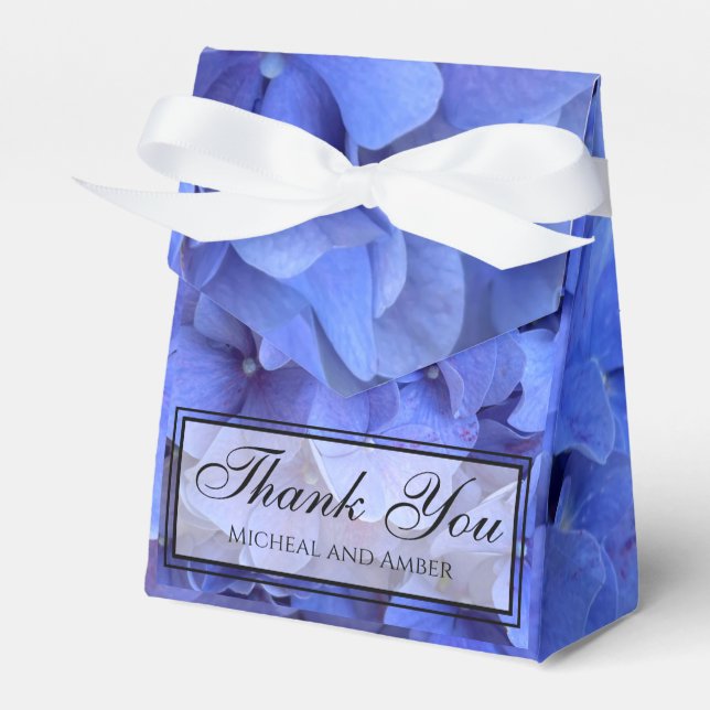 Blue periwinkle elegant floral hydrangeas  favor box (Front Side)