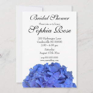 Blue periwinkle elegant floral hydrangeas  invitation