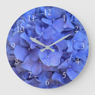 Blue periwinkle elegant floral hydrangeas  large clock
