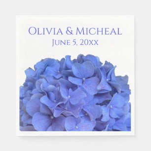 Blue periwinkle elegant floral hydrangeas napkin