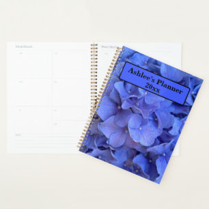 Blue periwinkle elegant floral hydrangeas planner